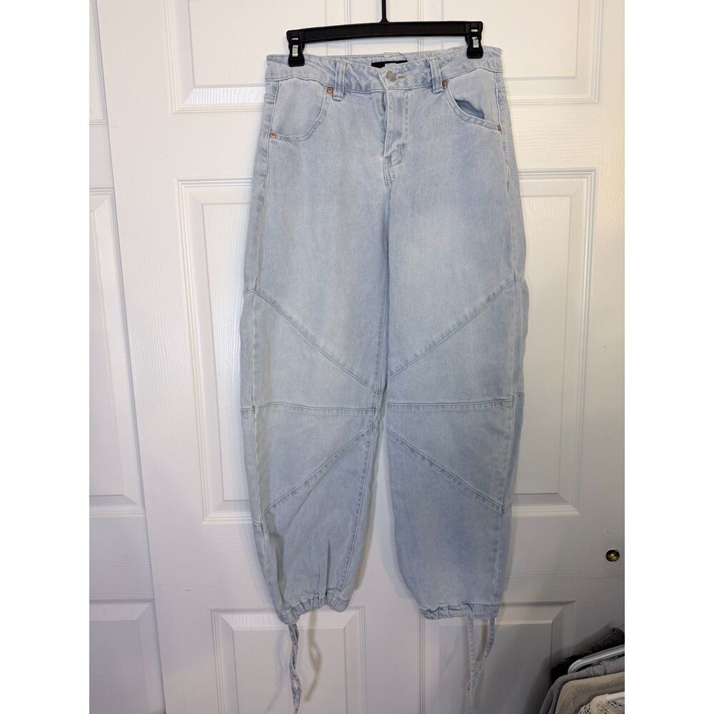 Madden NYC barrel jeans, drawstring hem; size 6
